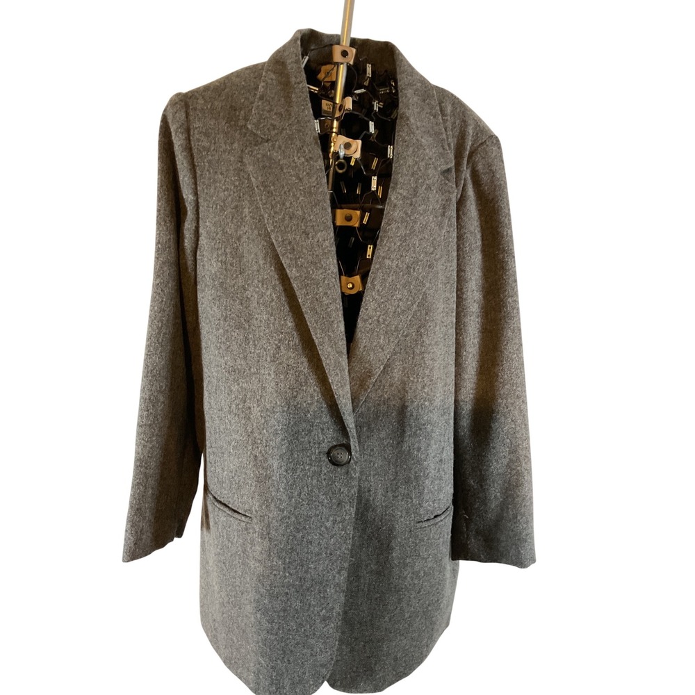 SAG HARBOR Gray Wool Blend Blazer  Skirt Set Professional Business Casual Outfit